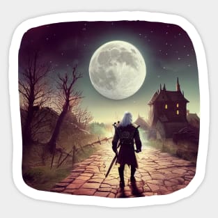 The Wolf and the Moon - Fantasy - Witcher Sticker